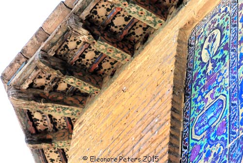 Detail Holzkonstruktion des Daches des Pavillons Chehelsotoon in Qazvin