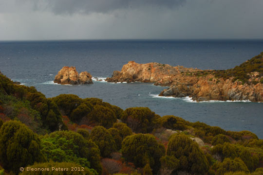 rote Felsen im Meer