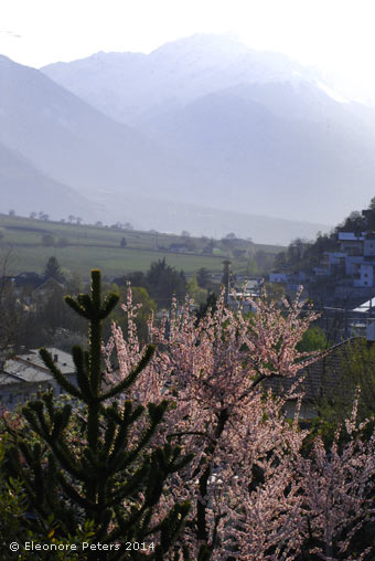 Naturns, Garten mit Blick auf Berge